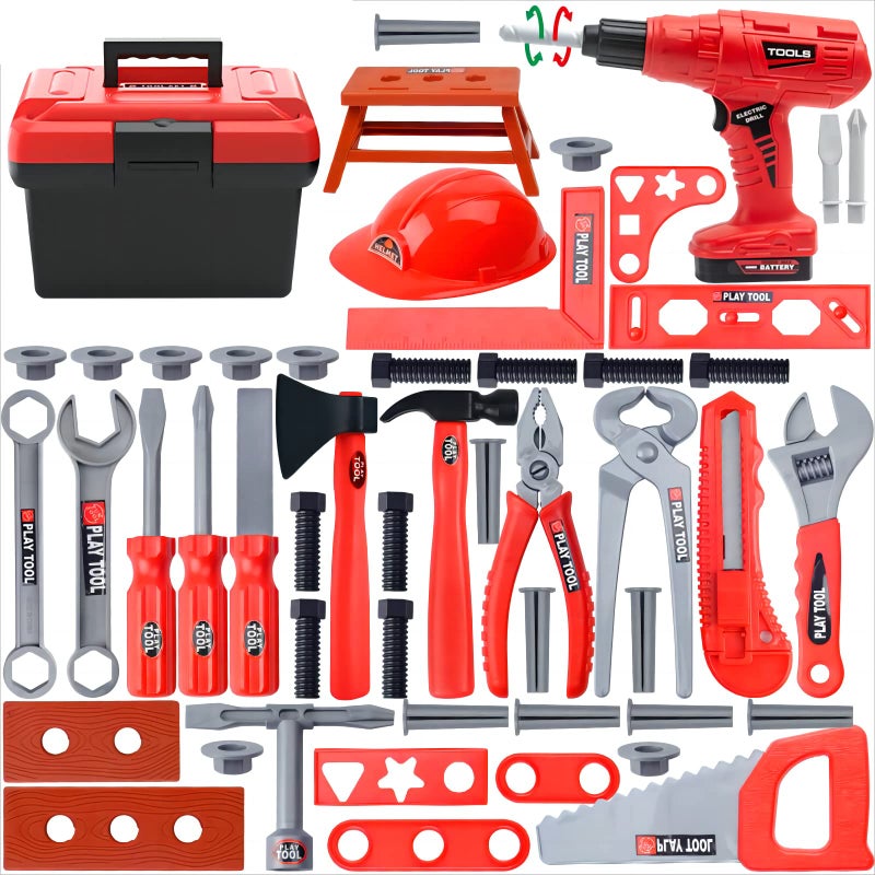 Winbar Kids Tool Set 55 Pcs Kids Tool Set Pretend Play Kids Toys with Tool Box and Electronic Toy Drill Toy Tools for Toddler Boys Girl Kid Child Ages 3 - Image 2