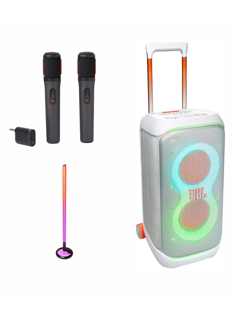 JBL PartyBox Stage 320 Wireless Party Speaker,+PartyLight Stick +  Digital wireless microphones JBLPBSTAGE320SWUK+JBLPLSTICK+JBLPBWIRELESSMIC White - Image 1