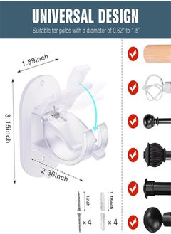 Generic No Drill Curtain Rod Brackets, 2 Pack Self Adhesive Curtain Rod Holders Curtain Rods No Drilling Hooks, Adjustable Drillless Curtain Rod Holder for Bathroom Kitchen Home and Hotel  - Image 2