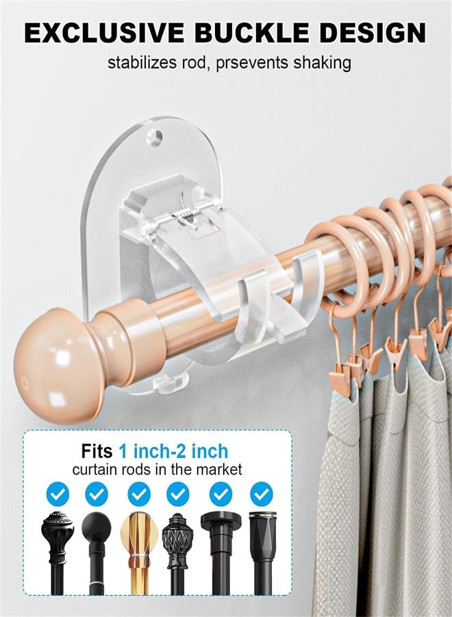 No Drill Curtain Rod Brackets, 2 Pack Self Adhesive Curtain Rod Holders Curtain Rods No Drilling Hooks, Adjustable Drillless Curtain Rod Holder for Bathroom Kitchen Home and Hotel  - Image 4