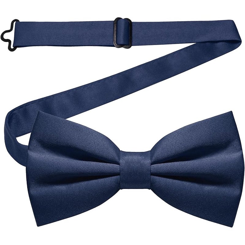 JEMYGINS Solid Color Pre-tied Bow Tie Adjustable Bowtie for Men, Navy, general - Image 1