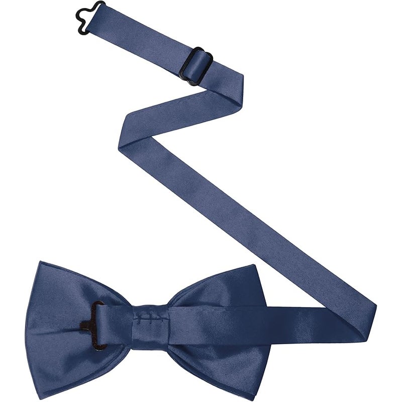 JEMYGINS Solid Color Pre-tied Bow Tie Adjustable Bowtie for Men, Navy, general - Image 3