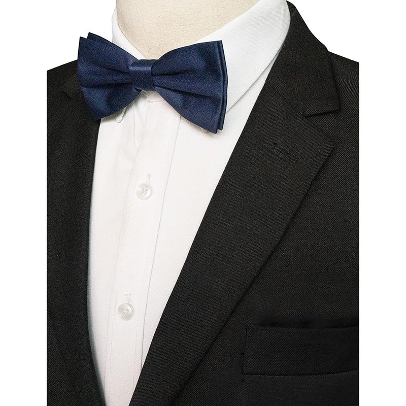 JEMYGINS Solid Color Pre-tied Bow Tie Adjustable Bowtie for Men, Navy, general - Image 2