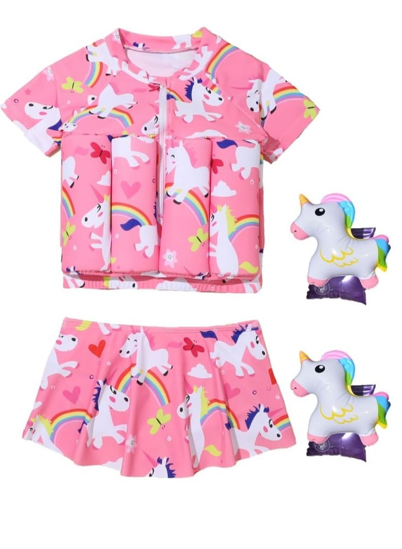 Toddler Float Swimsuit with Arm Bands, Kid Training Swim Vest, One Piece Swimwear and Water Wings with Adjustable Buoyancy Floaties for Beginners-Boys and Girls - Image 1