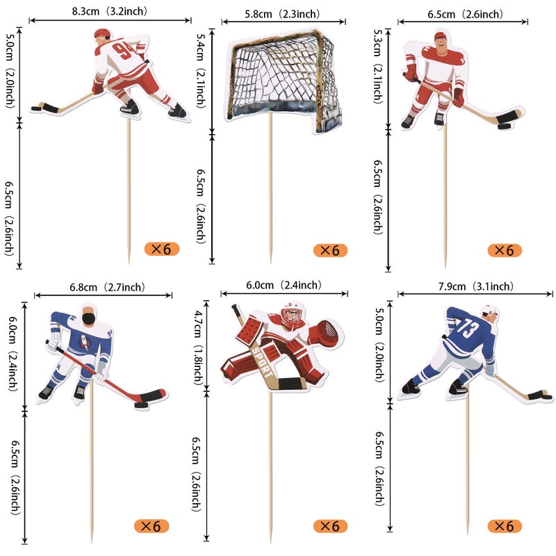 Rsstarxi 36 Pack Hockey Cupcake Toppers Hockey Player Cupcake Picks Decorations for Ice Hockey Sports Theme Party Boys Girls Birthday Party Cake Decorations Supplies - Image 2