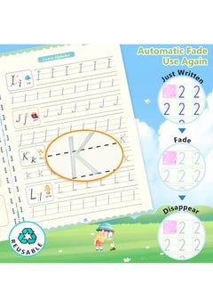 Excefore 4pcs Magic Practice Copybooks for Kids, Grooved Writing Books for Kids w/Pen, Reusable Copybook Calligraphy Beginners Set, Learn to Write Handwriting Practice Book Magical Tracing Workbook  - Image 3