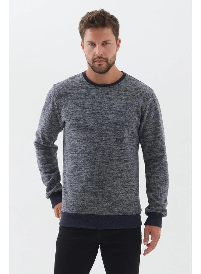 Mmetalic Men's Crew Neck Cotton Basic Regular Fit Sweatshirt.