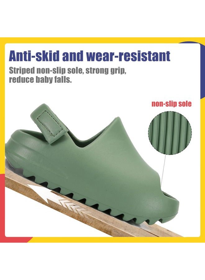 AIMINUO Toddler Little Kids Slides Sandals for Boys Girls Summer Slip-On Slide Slippers Sandals for Baby Kid Anti-slip Water Shoes, Green, 4.5-5 Toddler - Image 4