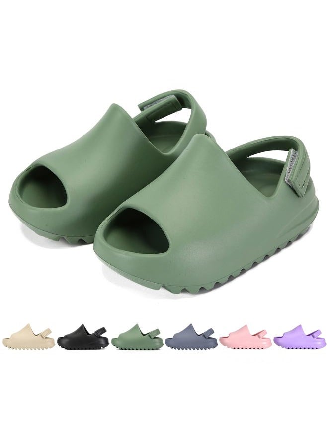 AIMINUO Toddler Little Kids Slides Sandals for Boys Girls Summer Slip-On Slide Slippers Sandals for Baby Kid Anti-slip Water Shoes, Green, 4.5-5 Toddler - Image 1