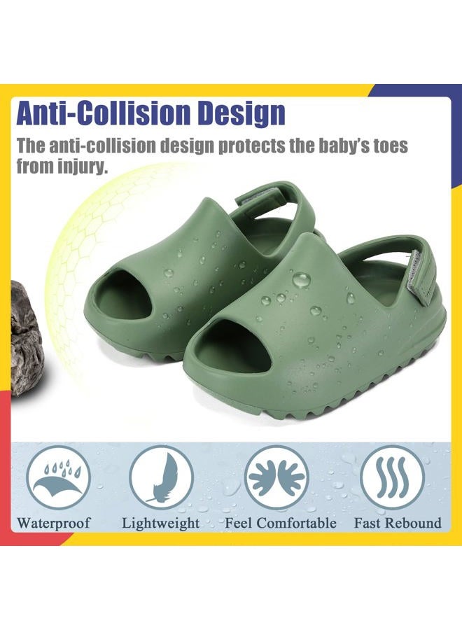 AIMINUO Toddler Little Kids Slides Sandals for Boys Girls Summer Slip-On Slide Slippers Sandals for Baby Kid Anti-slip Water Shoes, Green, 4.5-5 Toddler - Image 5