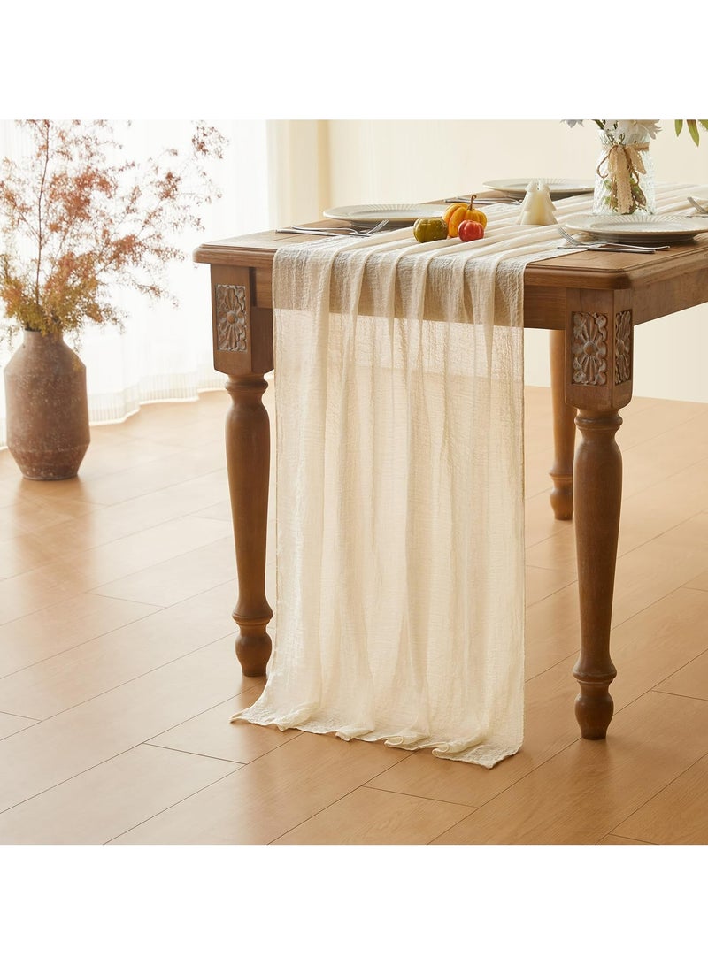 Dominy Cheesecloth Table Runner Ivory White Gauze Rustic Cheese Cloth Spring Table Runner for Wedding Baby Bridal Shower Birthday Party Long Sheer Boho Home Decorations, 31.5*118 Inch - Image 5
