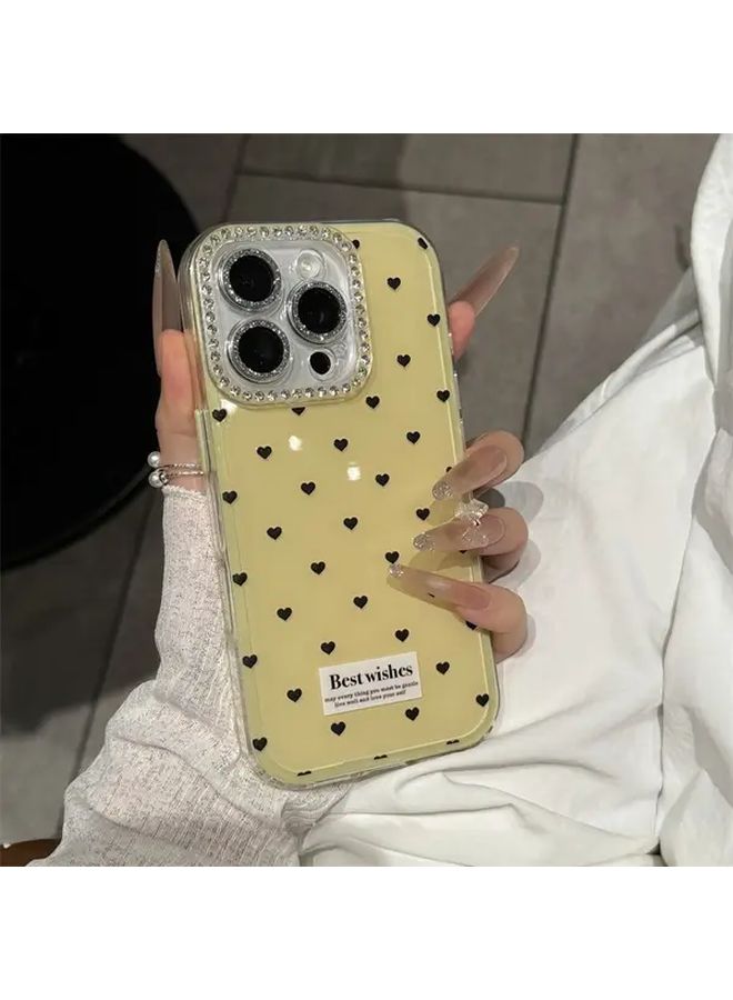 Yellow Jelly Phone Case with Dotted Heart Design for iPhone 14 Anti Scratch Protection - Image 5