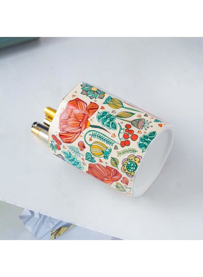 YOSCO Ceramic Desk Holder Pen Holder Stand Pencil Cup Pot Desk Organizer Makeup Brush Holder (Flower) - Image 5