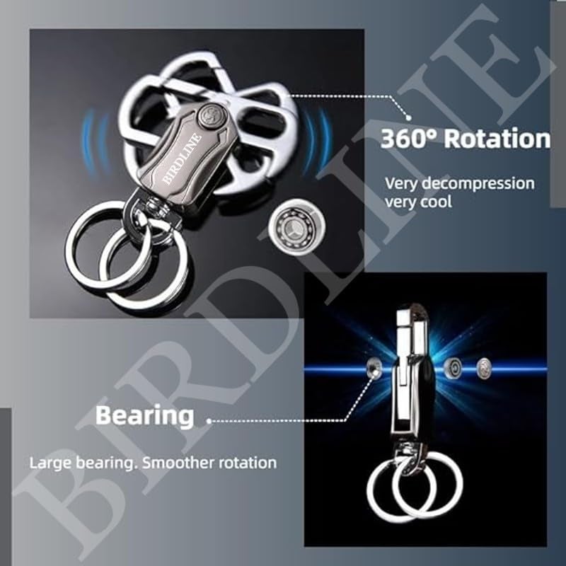 BIRDLINE Multifunction Keychain 5 IN 1 Heavy Duty Dual Metal Ring, Bottle Opener, Mobile Phone Holder, 360° Rotate Spinner - Outdoor Carabiner Portable Key-chain For Bike & Car. - Image 4