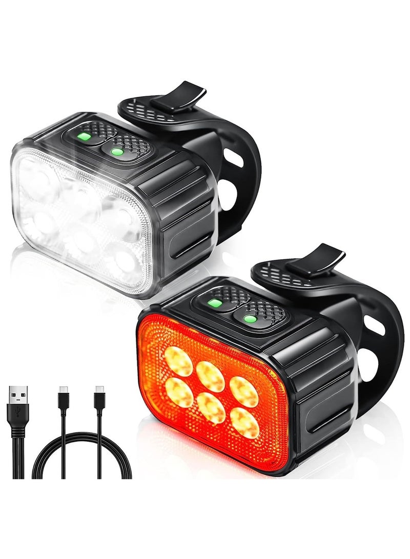عربست مجموعة أضواء الدراجة ، مصباح أمان LED قابل لإعادة الشحن USB للدراجة ، أوضاع 8 + 12 فائقة السطوع ، أضواء دراجة مقاومة للماء IP65 للركوب الليلي ، تناسب جميع الجبال ، دراجة الطريق - Image 1