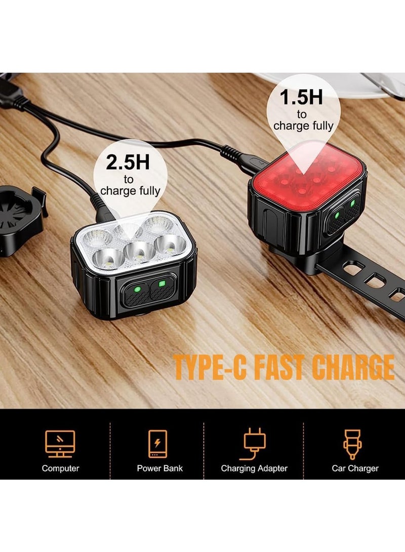 عربست مجموعة أضواء الدراجة ، مصباح أمان LED قابل لإعادة الشحن USB للدراجة ، أوضاع 8 + 12 فائقة السطوع ، أضواء دراجة مقاومة للماء IP65 للركوب الليلي ، تناسب جميع الجبال ، دراجة الطريق - Image 5