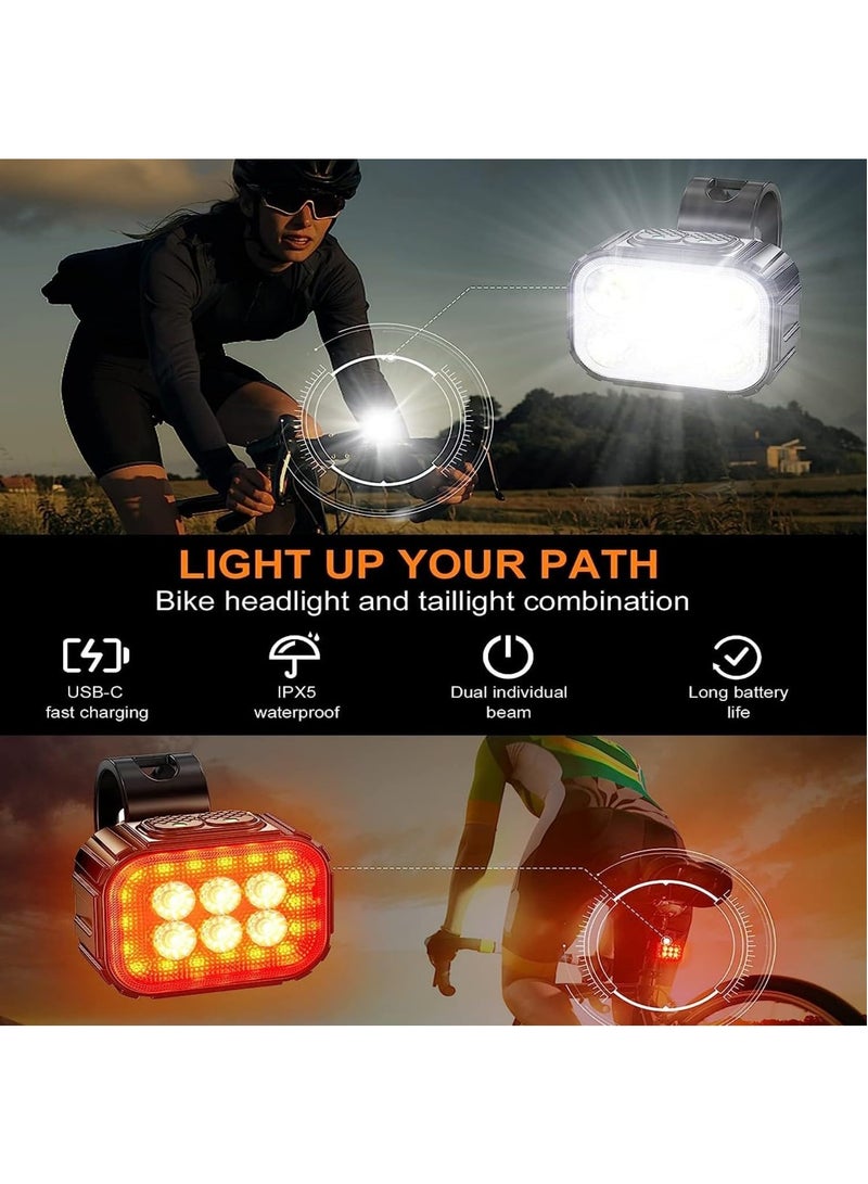 عربست مجموعة أضواء الدراجة ، مصباح أمان LED قابل لإعادة الشحن USB للدراجة ، أوضاع 8 + 12 فائقة السطوع ، أضواء دراجة مقاومة للماء IP65 للركوب الليلي ، تناسب جميع الجبال ، دراجة الطريق - Image 2