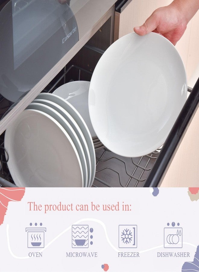 Miicol Ceramic Dinner Plates Set of 4, Large Salad Plate 10.5 inch, White Flat Dish, Porcelain Serving Dishes for Pasta, Steak, Dessert, Microwave and Dishwasher Safe, Scratch Resistant - Image 5