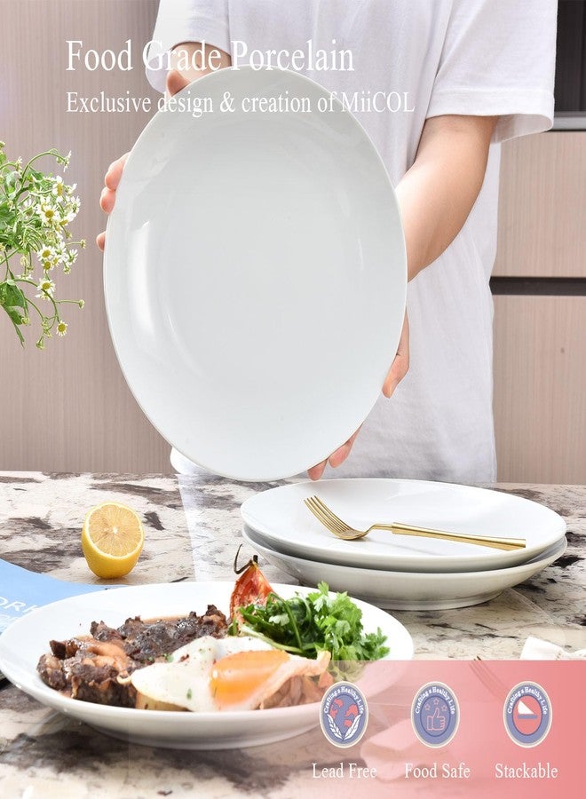 Miicol Ceramic Dinner Plates Set of 4, Large Salad Plate 10.5 inch, White Flat Dish, Porcelain Serving Dishes for Pasta, Steak, Dessert, Microwave and Dishwasher Safe, Scratch Resistant - Image 4
