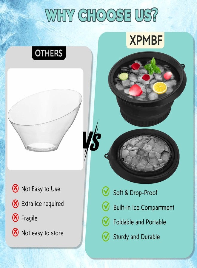 حوض الوجه XPMBF للثلج مع صينية ثلج مدمجة، حوض غسيل وجه قابل للطي من السيليكون، حوض استحمام للوجه بحمام الثلج، حوض غطس للوجه، لترطيب الوجه، وتقليص مسام الوجه، وشد البشرة - Image 3