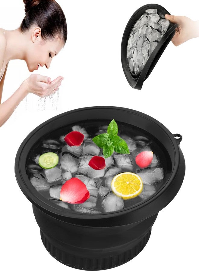 حوض الوجه XPMBF للثلج مع صينية ثلج مدمجة، حوض غسيل وجه قابل للطي من السيليكون، حوض استحمام للوجه بحمام الثلج، حوض غطس للوجه، لترطيب الوجه، وتقليص مسام الوجه، وشد البشرة - Image 1