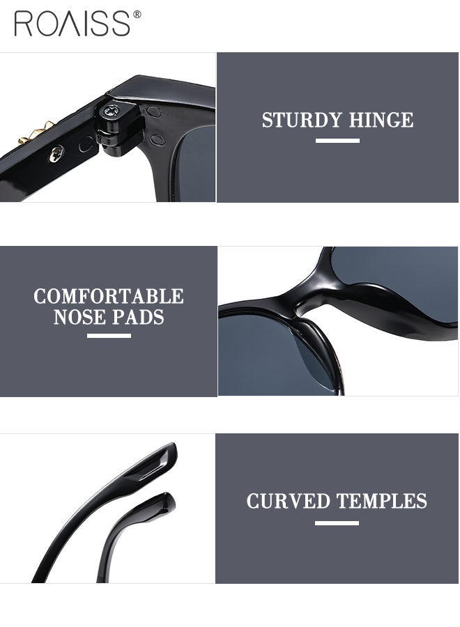 roaiss 2 Pcs Square Sunglasses for Men Women, UV400 Protection Sun Glasses, Fashion Decorative Eyewear for Outdoor Party Street Photography, Black - Image 5