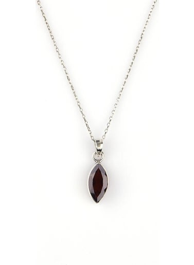 Güneş Avm Gunes Avm Garnet - Garnet Natural Stone 925 Sterling Silver Necklace 