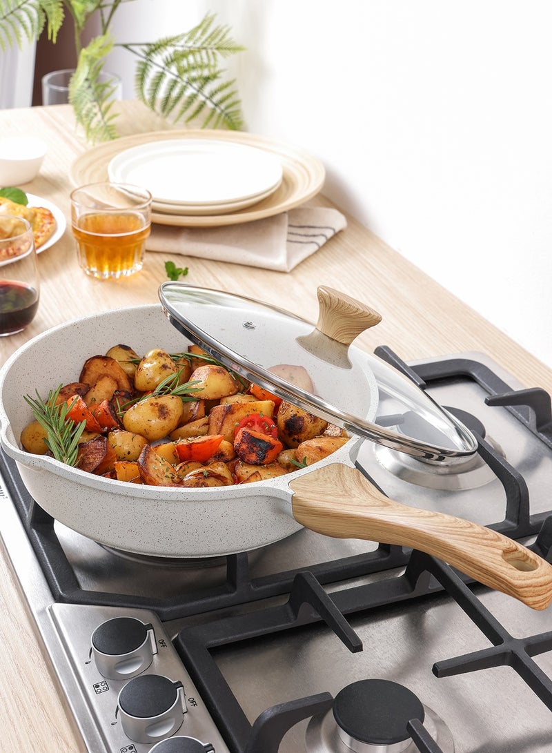 Sensarte Ceramic Cookware Sets, Pots And Pans Set Non Stick, 17-Piece Induction Cookware, Non Toxic Healthy Non Stick Kitchen Cooking Set, With Frying Pans Set, Pfas Ptfe Pfoa Pfos Free White - Image 2