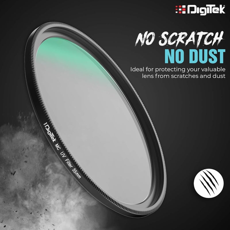 Digitek ® (MCUV55 MM) 55mm MC UV Filter with 16 Multi-Coated Layers for DSLR Camera Lens Protection from UV Rays, Dust & Scratches - Image 2