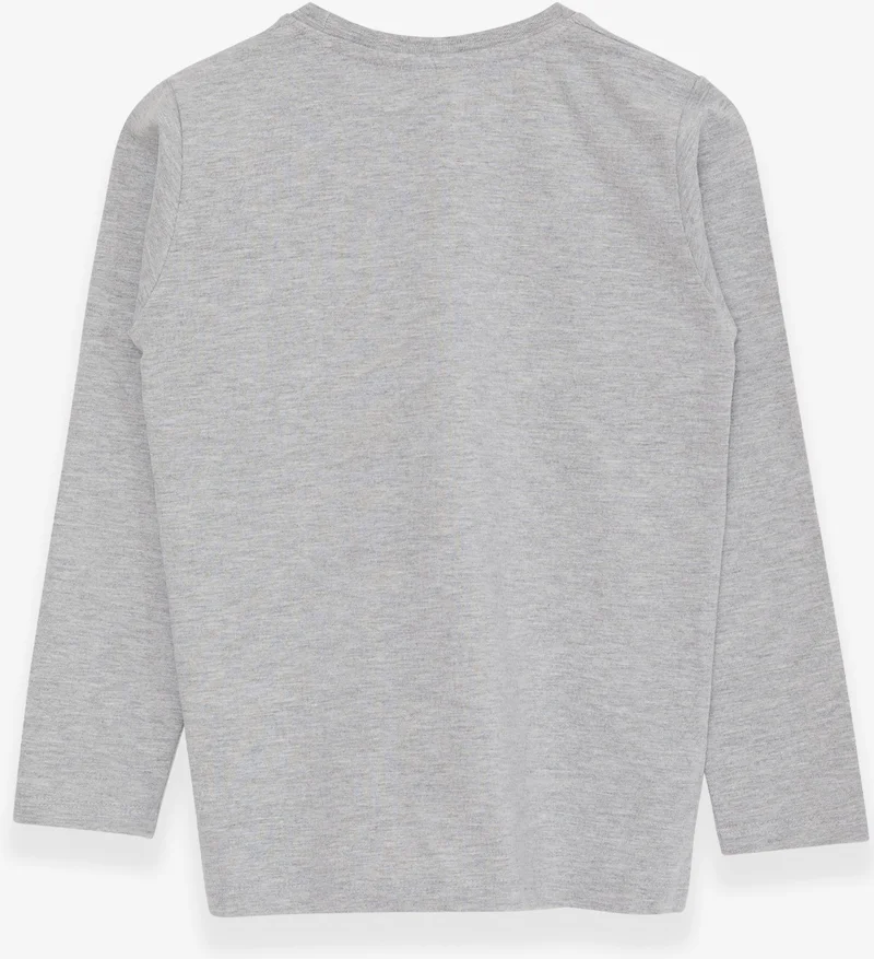 Breeze Boy's Long Sleeve T-Shirt with Pocket, Age 4-8, Light Gray Melange