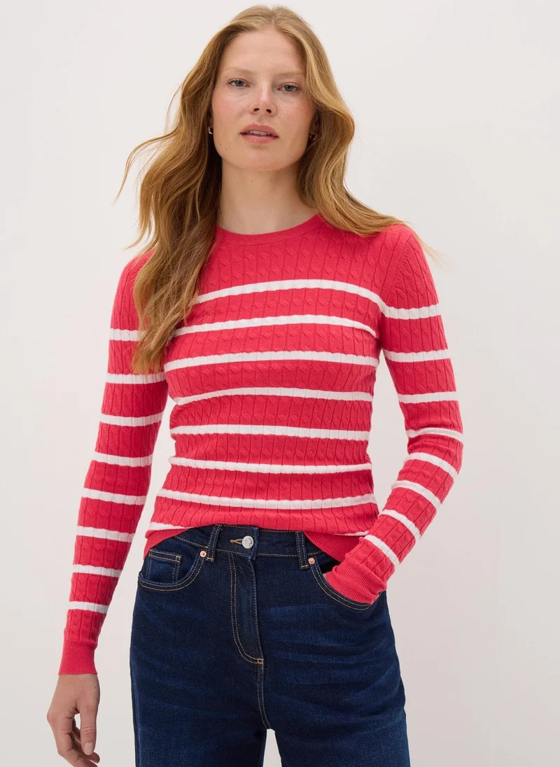 Matalan Coral Baby Cable Stripe Jumper