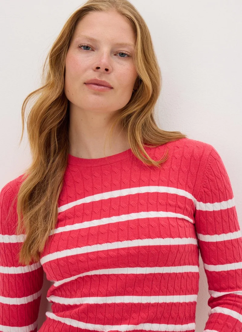 Matalan Coral Baby Cable Stripe Jumper
