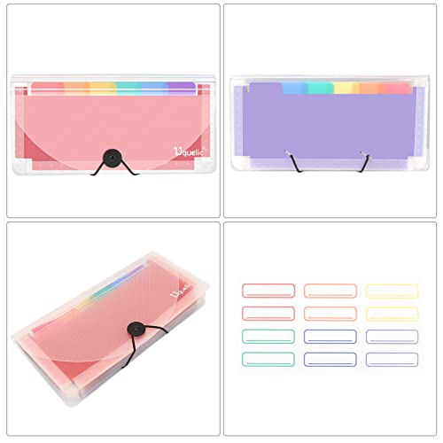 Uquelic Stand Receipt Organizer Folder - 13 Pockets Expanding Accordion Coupon Organizer, Envelope Organizer, Rainbow Large Capacity Sticker Organizer, Small Envelope Organizer with Label, 10 x 5 inch - Image 5