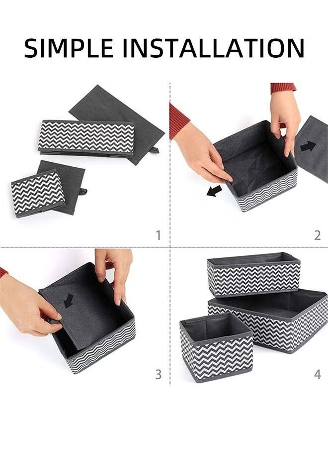 BOUND MOAT - 8- Piece Cloth Drawer Storage Underwear Organizer Dividers Boxes Foldable Cabinet Closet Organizers and Storage Boxes for Storing Clothes , Socks, Underwear, Ties - Image 1