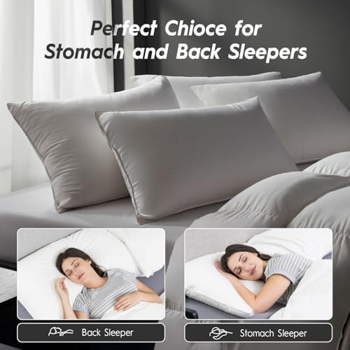 Globon Ultra Soft Down Pillow King Size, Premium Down Filled Bed Pillow for Sleeping, 100% Cotton Shell 500 Thread Count 700 Fill Power, Soft Hotel Collection Down Feather Pillow 20" x 36" 1 Pack - Image 5