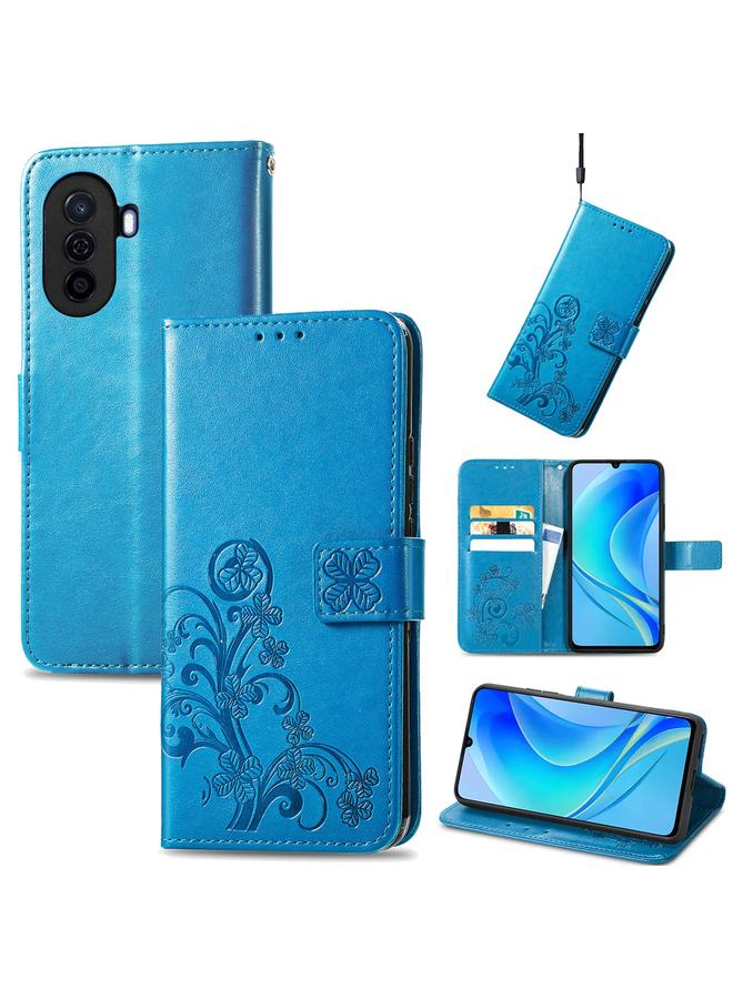 S-TOP Case For Huawei Enjoy 50 / nova Y70 Four-leaf Clasp Embossed Leather Phone Case - Image 1