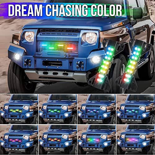 OPP ULITE LED Grille Lights Chasing Dream Color - 4 Pods Front Grill Light - Smartphone APP Control/DIY Color/Music/Timing/Flashing Modes for Ram F150 F250 F350 Tacoma TRD PRO Front Trucks (Dream Color) - Image 2