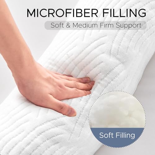SCHNAUZER HOME Body Pillow for Adults - Soft Long Bed Pillows Insert for Sleeping - Shredded Memory Foam & Removable Washable Cover - Swan Shaped Side Sleeper Pregnancy Pillow 49 Inch (White) - Image 5