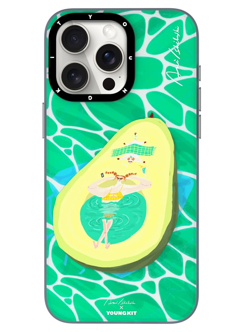 YOUNG KIT حافظة آكي إيشيباشي لأجواء الصيف ماجسيف آبل آيفون 15 برو ماكس 6.7 بوصة - أفوكادو أخضر - Image 1