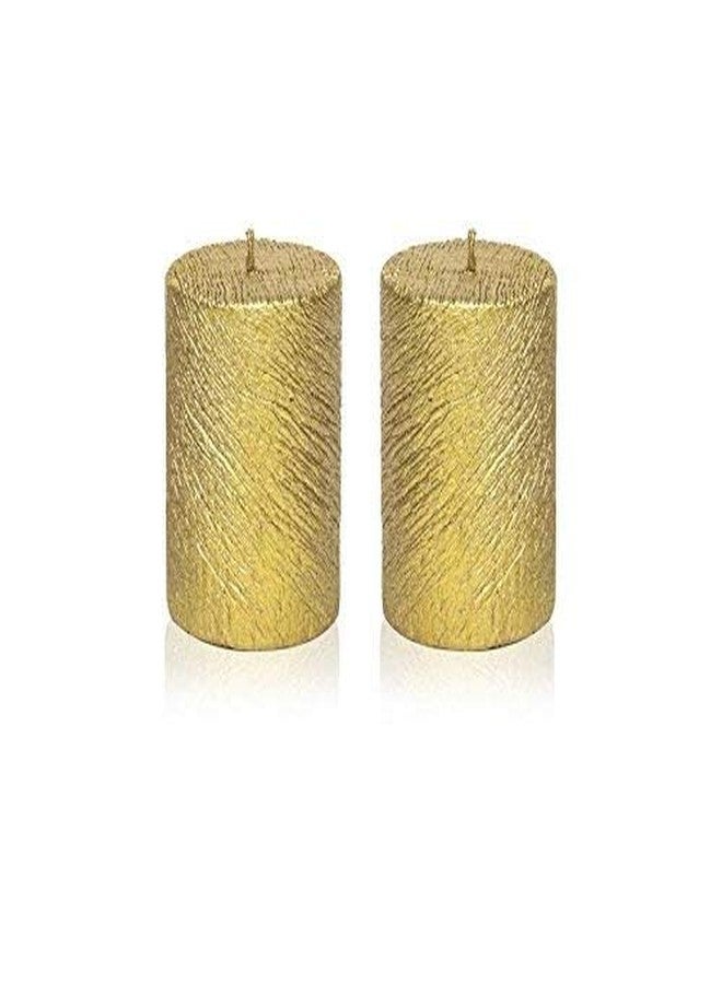 Maxime Candles شموع ماكسيم الشمعية المزخرفة (10.5 سم × 8.5 سم × 5.5 سم، ذهبية، مجموعة من قطعتين، MR173/ذهبي) - Image 2