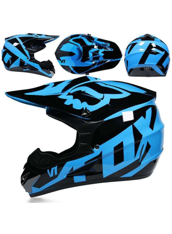 Black Blue 21 Motorcycle Motocross Stylish Helmet For Men, Teenagers, Karting, Children's Balance Bikes, Mountain Running, Downhill Full Face Helmet
