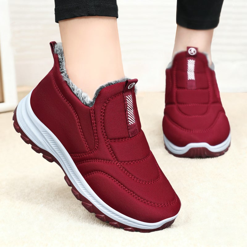 Winter Cotton Boots for Women – Velvet Thickened Mid-Top Shoes with Flat Sole - Image 3