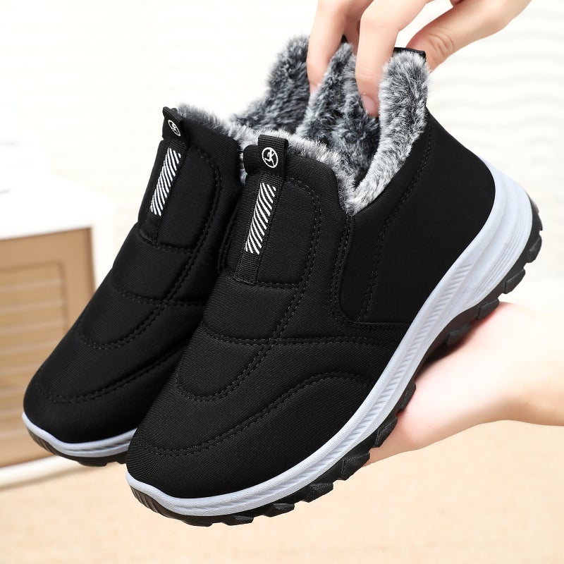 Winter Cotton Boots for Women – Velvet Thickened Mid-Top Shoes with Flat Sole - Image 5