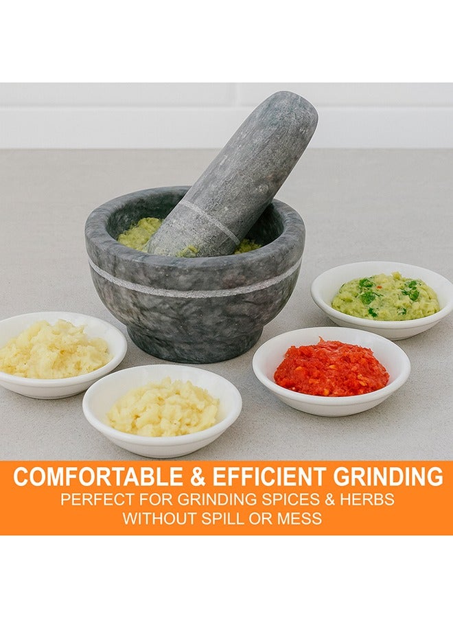 LION Natural Marble Mortar & Pestle – 170 ml (0.75 Cups), 1.15 kg, Heavy Stone Grinder for Spices, Garlic & Herbs, Compact & Non-Porous Crusher Bowl - Image 2