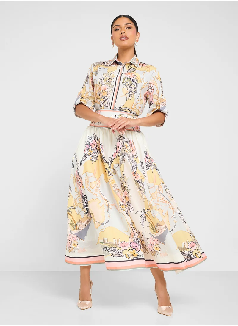 ايلا Print Shirt & Skirt Set