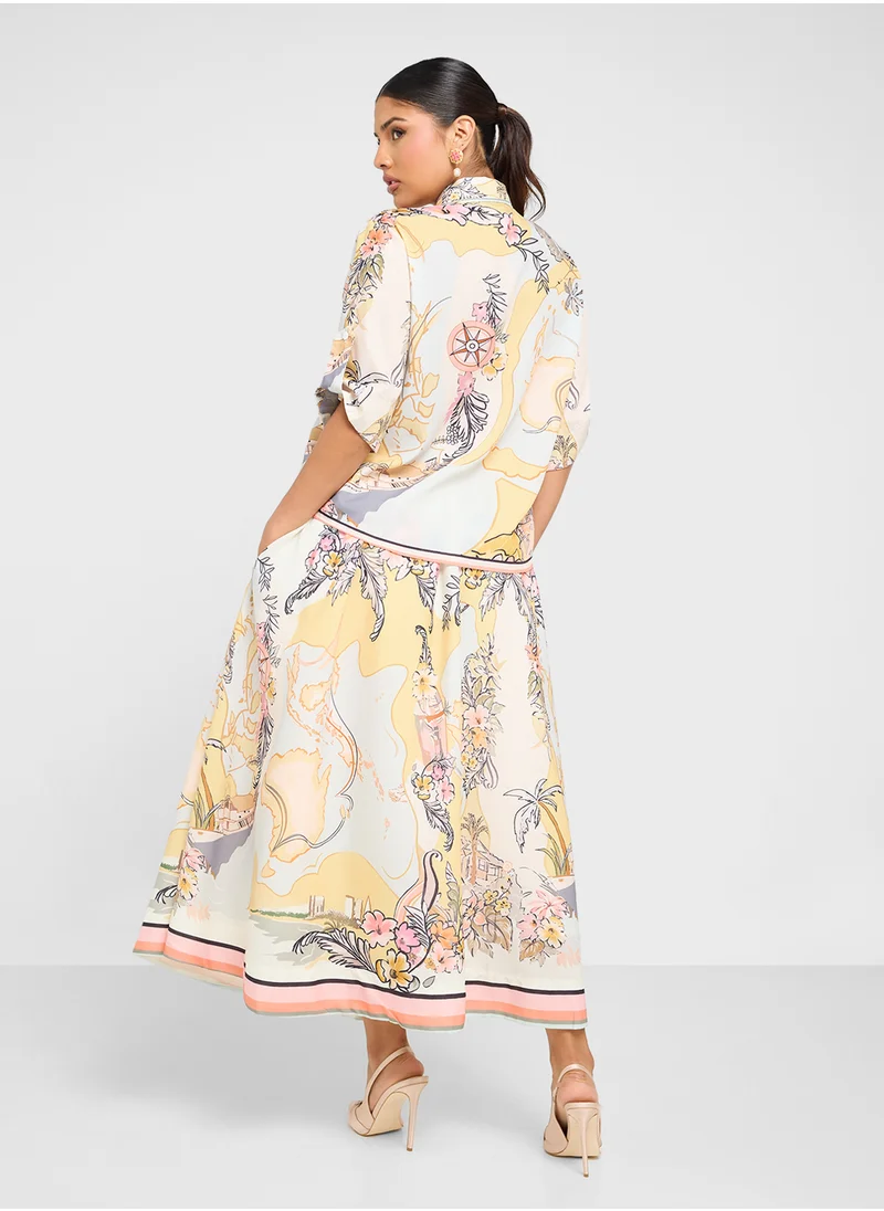 ايلا Print Shirt & Skirt Set