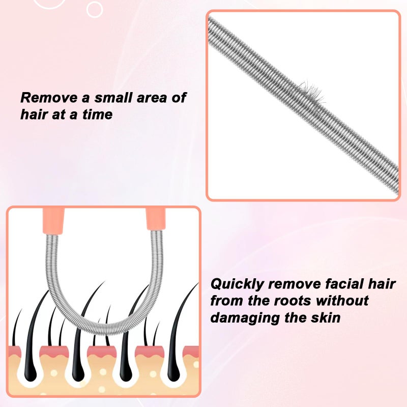 Molain 6 Pieces Facial Hair Remover Spring Eyebrow Face Epilator Coil Portable Hair Remover Spring Threading Tool Hair Remover Spring Epilator for Women Chin Cheek Mustache Upper Lip - Image 5