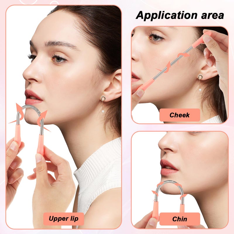 Molain 6 Pieces Facial Hair Remover Spring Eyebrow Face Epilator Coil Portable Hair Remover Spring Threading Tool Hair Remover Spring Epilator for Women Chin Cheek Mustache Upper Lip - Image 3