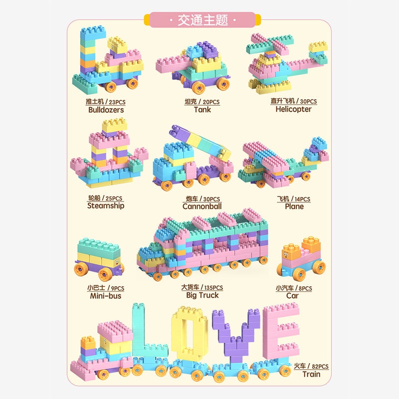 Kids Building Blocks Table Set with Macaron Colors DIY Educational Toy - Image 5