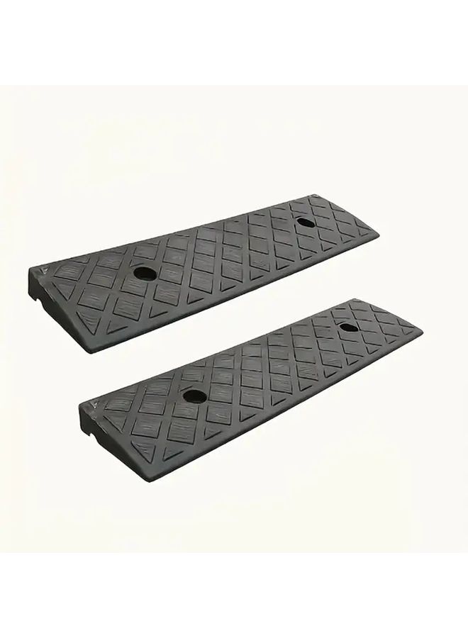2 Pcs Heavy Duty Plastic Curb Ramps Non Slip Surface Rounded Edges All Terrain Sturdy A Frame Design For Cars Wheelchairs Equipment Portable Driveway Sidewalk Garage Dock Ramps Durable Easy To Store Indoor Outdoor Use Multifunctional Vehicles Bicycles Safety Textured Traction Surface Loading Docks Robust Construction Cut Out Holes Convenient Handling - Image 1